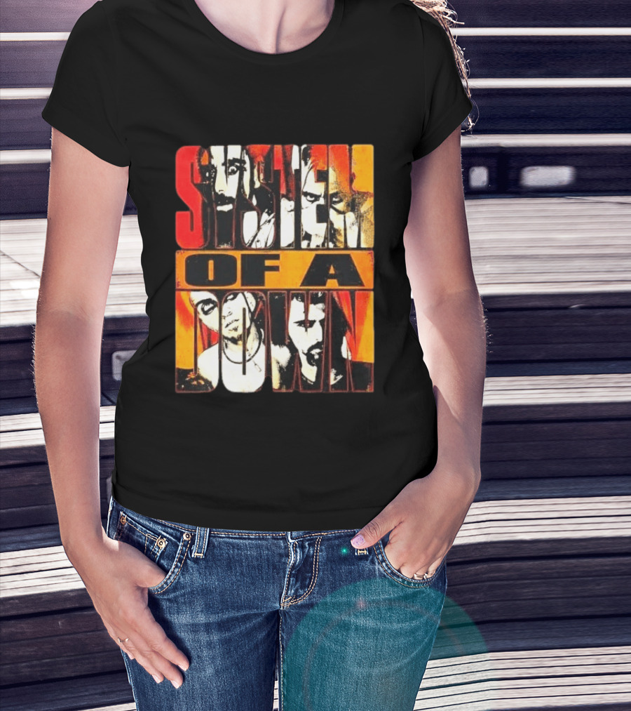 System Of A Down Face Collage Sick New World Festival Texas 2026 Heavy Metal Rock Band T-Shirt