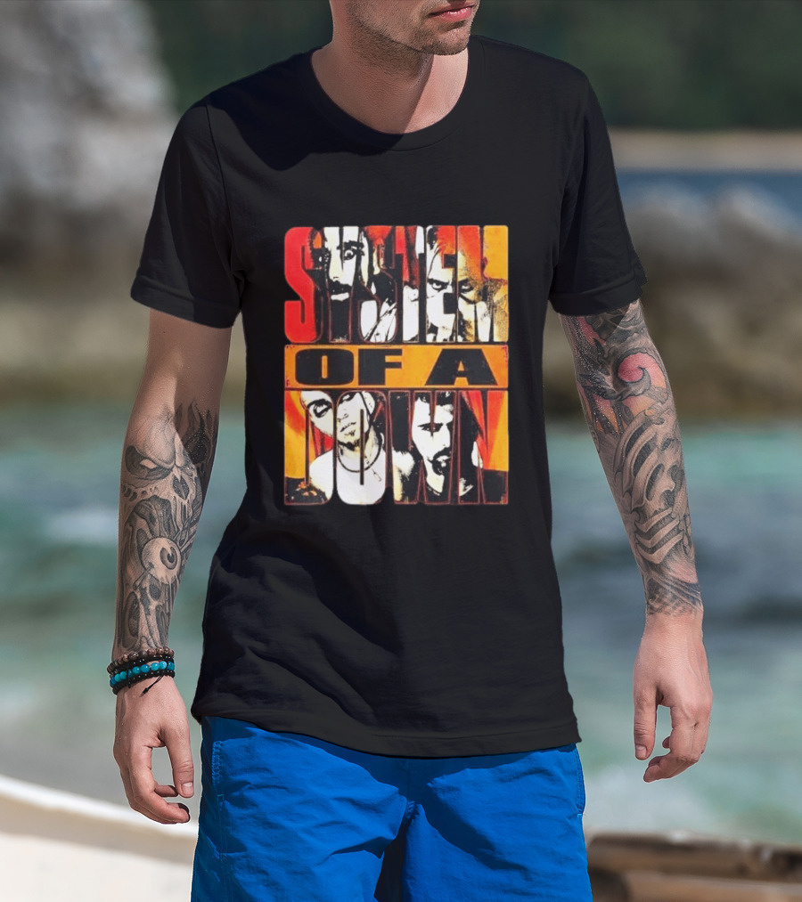System Of A Down Face Collage Sick New World Festival Texas 2026 Heavy Metal Rock Band T-Shirt