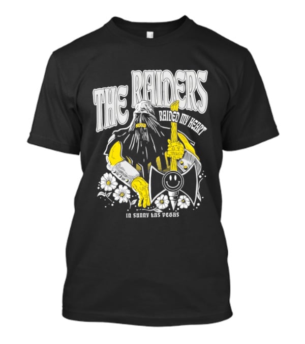 The Raiders Raided My Heart In Sunny Las Vegas Viking Or Pirate Axe And Flowers T-Shirt
