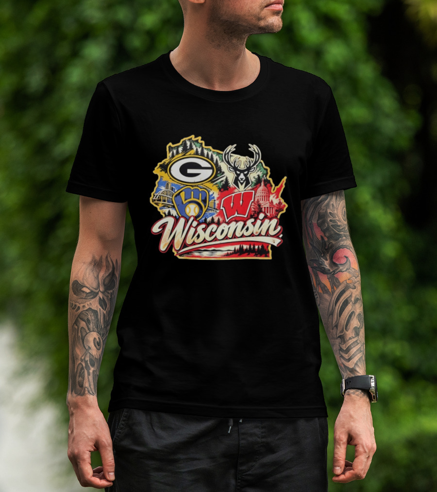 Wisconsin Green Bay Brewers Badgers Bucks State Capitol Landmarks T-Shirt