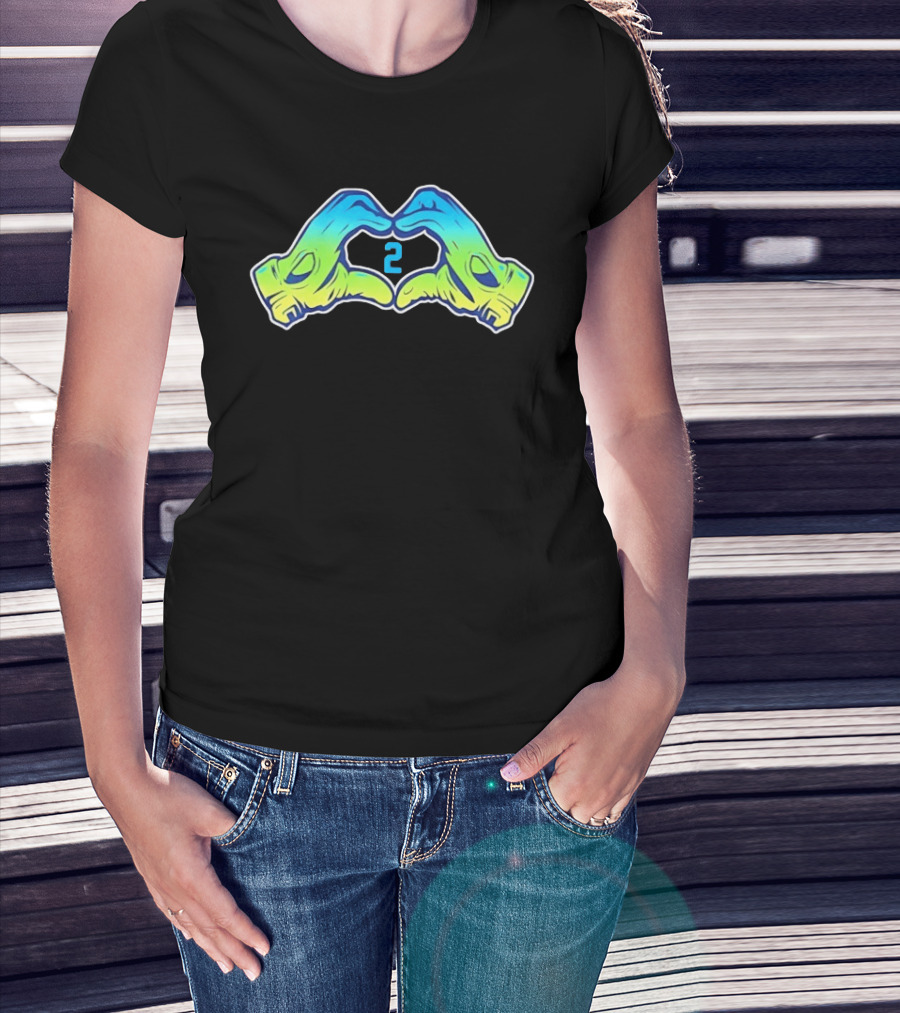 Tampa Bay Rays Yandy Díaz Heart Hands Number 2 T-Shirt