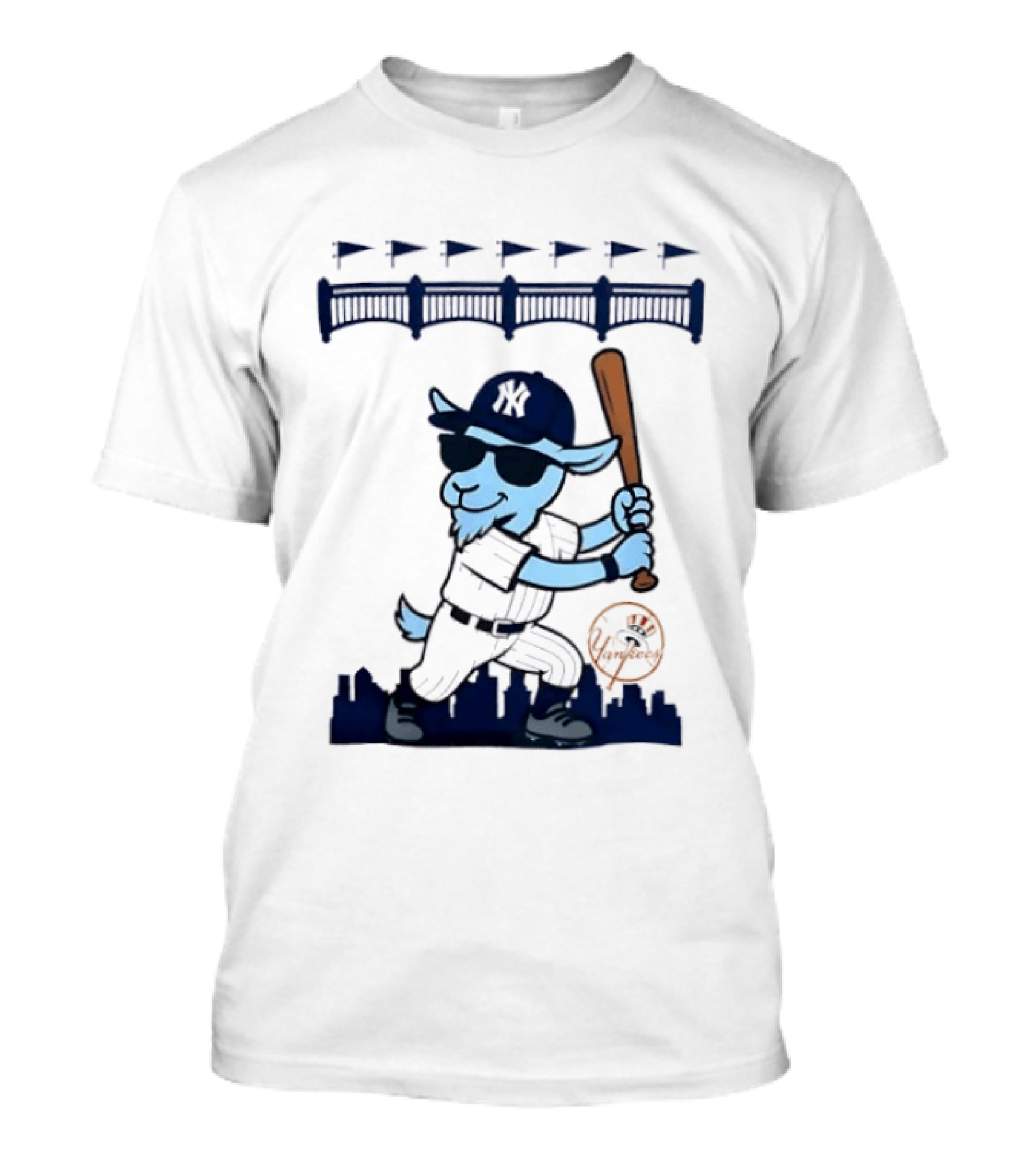GOAT USA New York Yankees Home Run Baseball Goat Cartoon T-Shirt