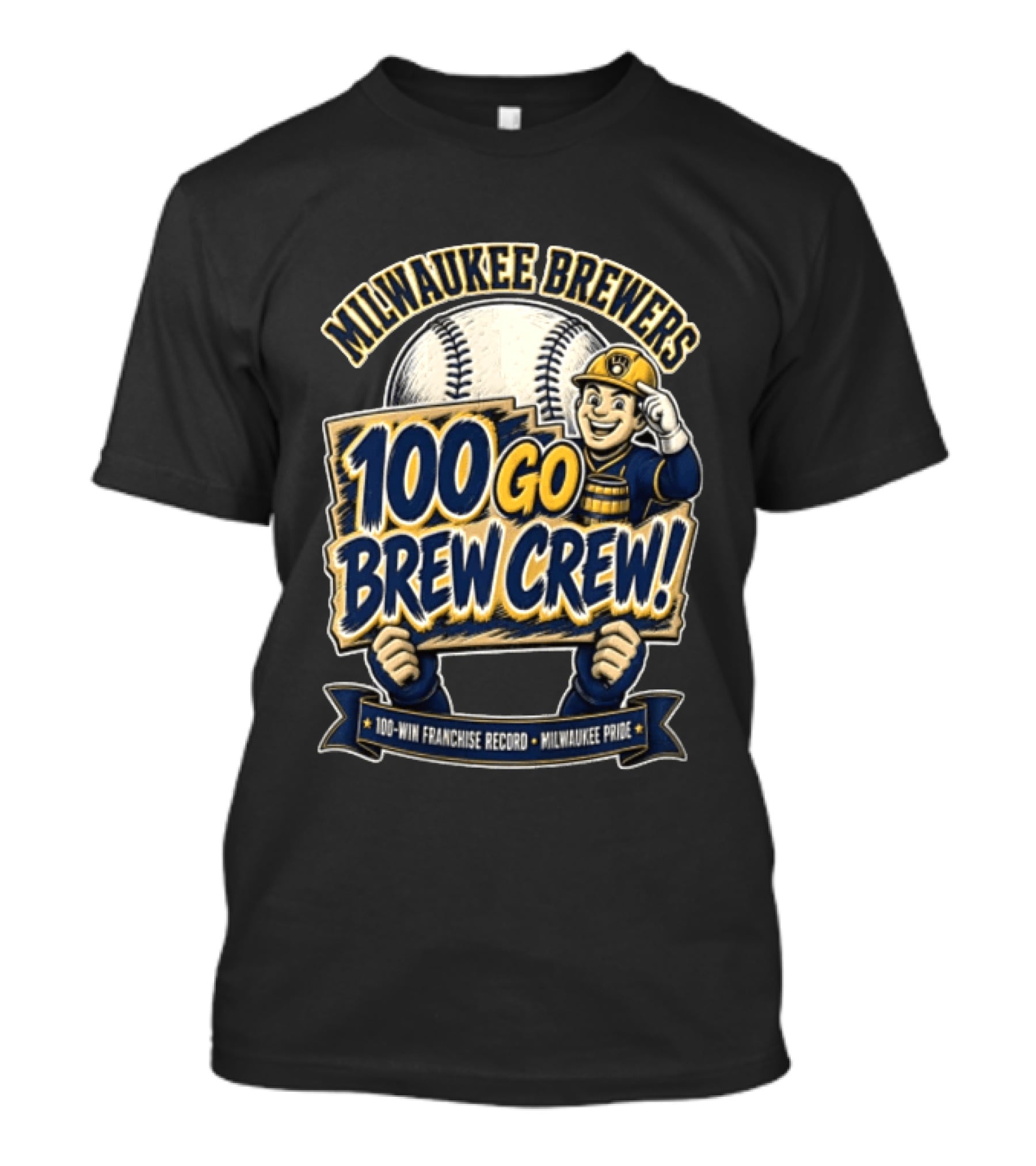 Milwaukee Brewers 100 Go Brew Crew 100 Win Franchise Record Milwaukee Pride T-Shirt