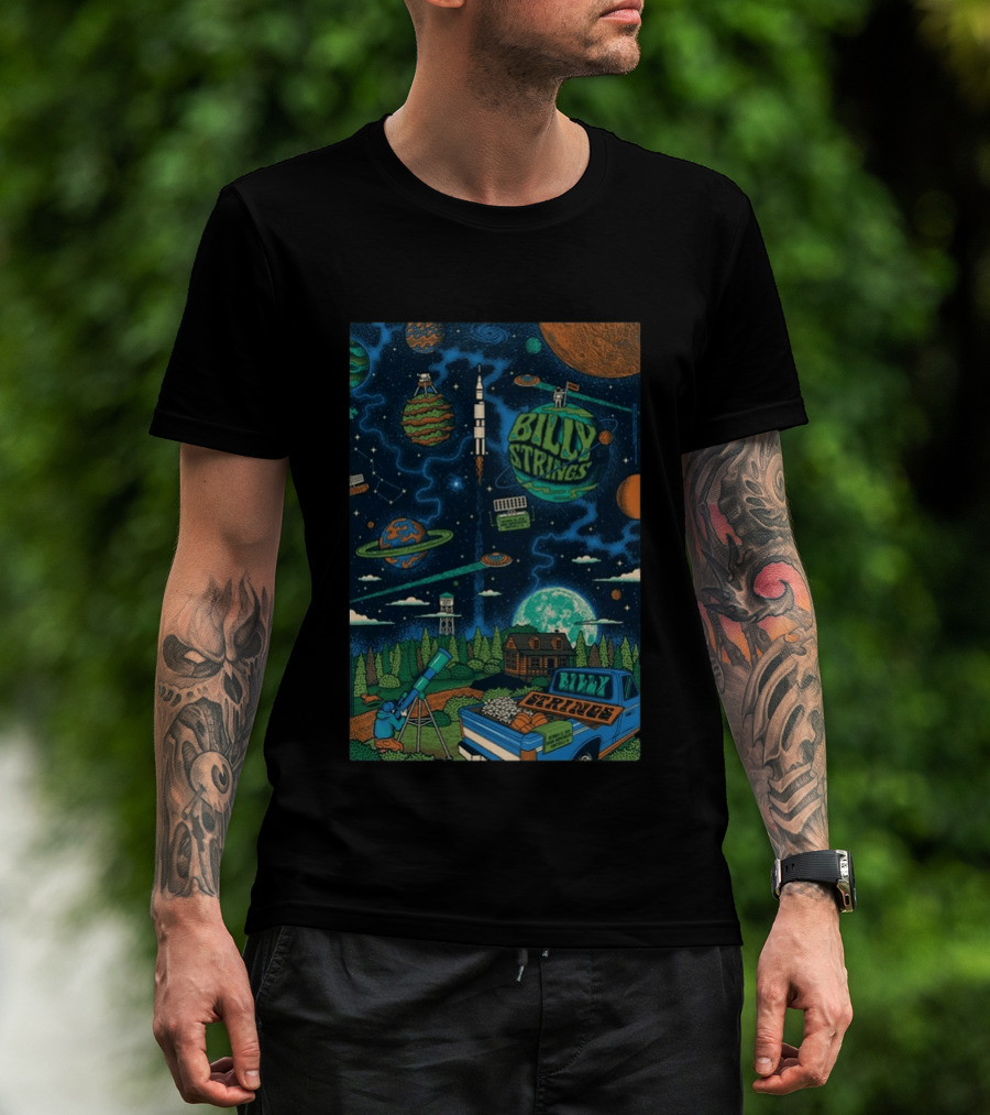 Billy Strings October 23 24 2026 Orion Amphitheater Huntsville Alabama Space Rocket Planets Telescope T-Shirt