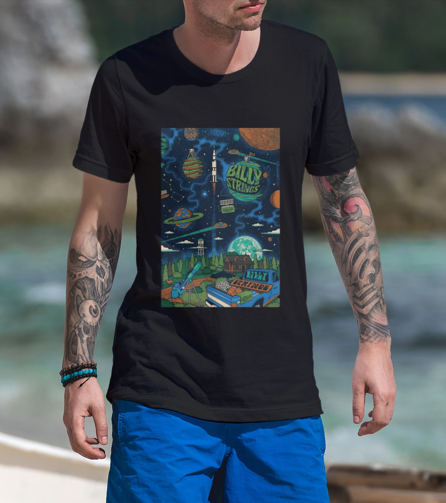 Billy Strings October 23 24 2026 Orion Amphitheater Huntsville Alabama Space Rocket Planets Telescope T-Shirt