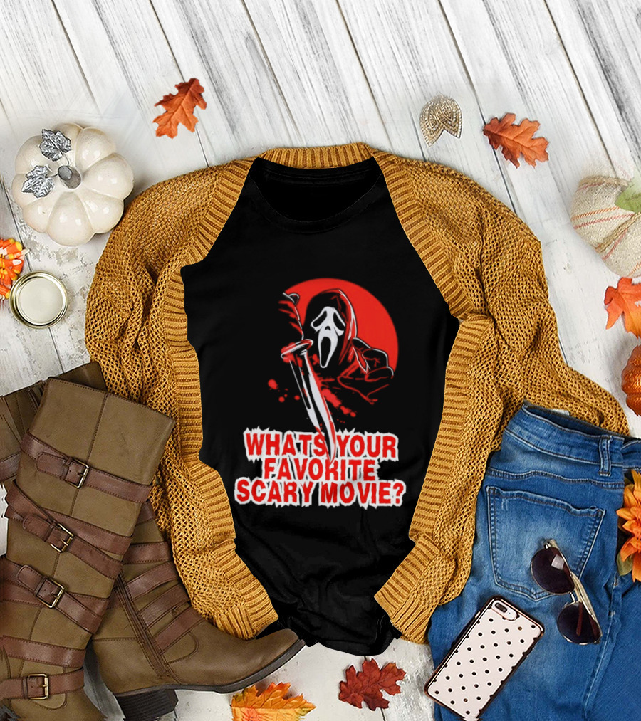 Ghostface What's Your Favorite Scary Movie Red Mask T-Shirt