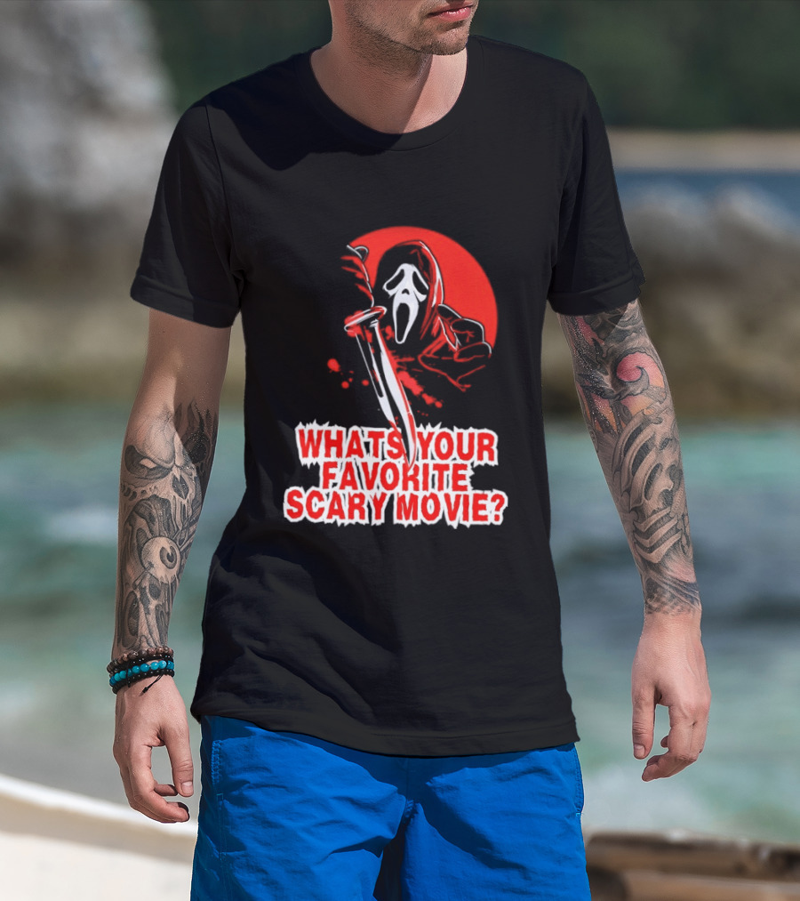 Ghostface What's Your Favorite Scary Movie Red Mask T-Shirt