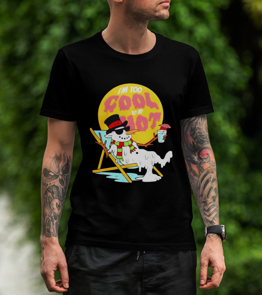 I'm Too Cool To Be Hot Goat USA Snowman T-Shirt