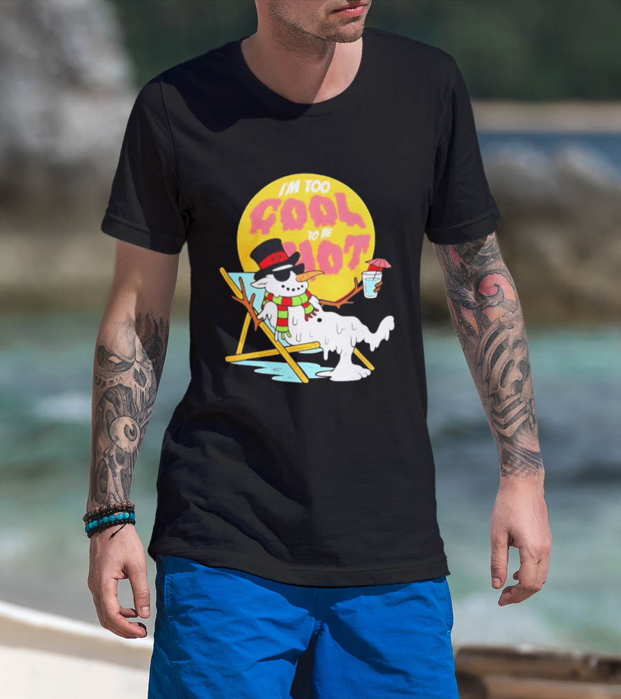 I'm Too Cool To Be Hot Goat USA Snowman T-Shirt
