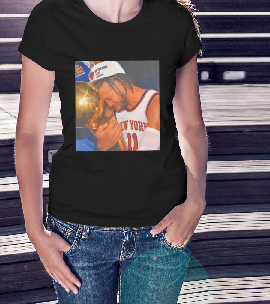 New York Knicks Jalen Brunson 2026 NBA Champions Trophy Moment T-Shirt