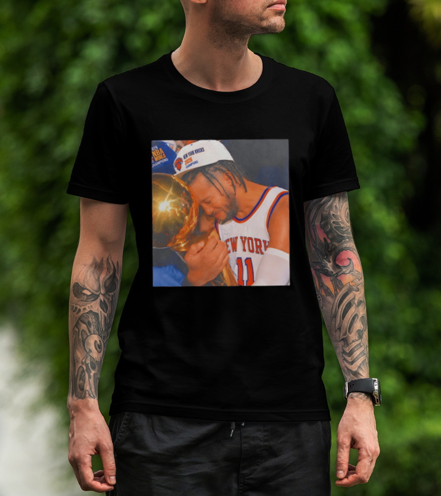 New York Knicks Jalen Brunson 2026 NBA Champions Trophy Moment T-Shirt