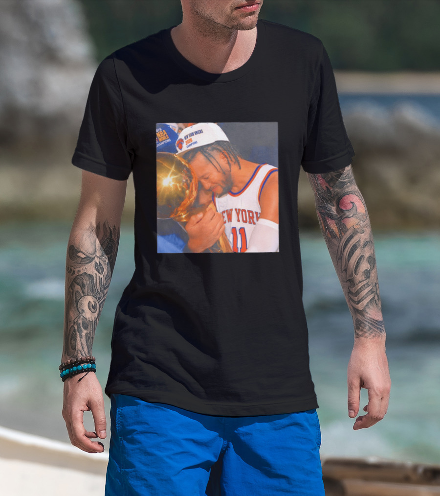 New York Knicks Jalen Brunson 2026 NBA Champions Trophy Moment T-Shirt