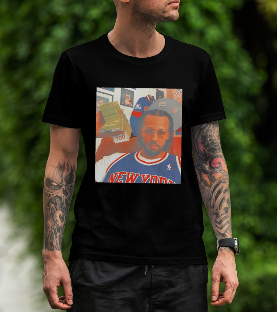 New York Knicks Jalen Brunson Selfie Money Stacks NBA Jersey T-Shirt