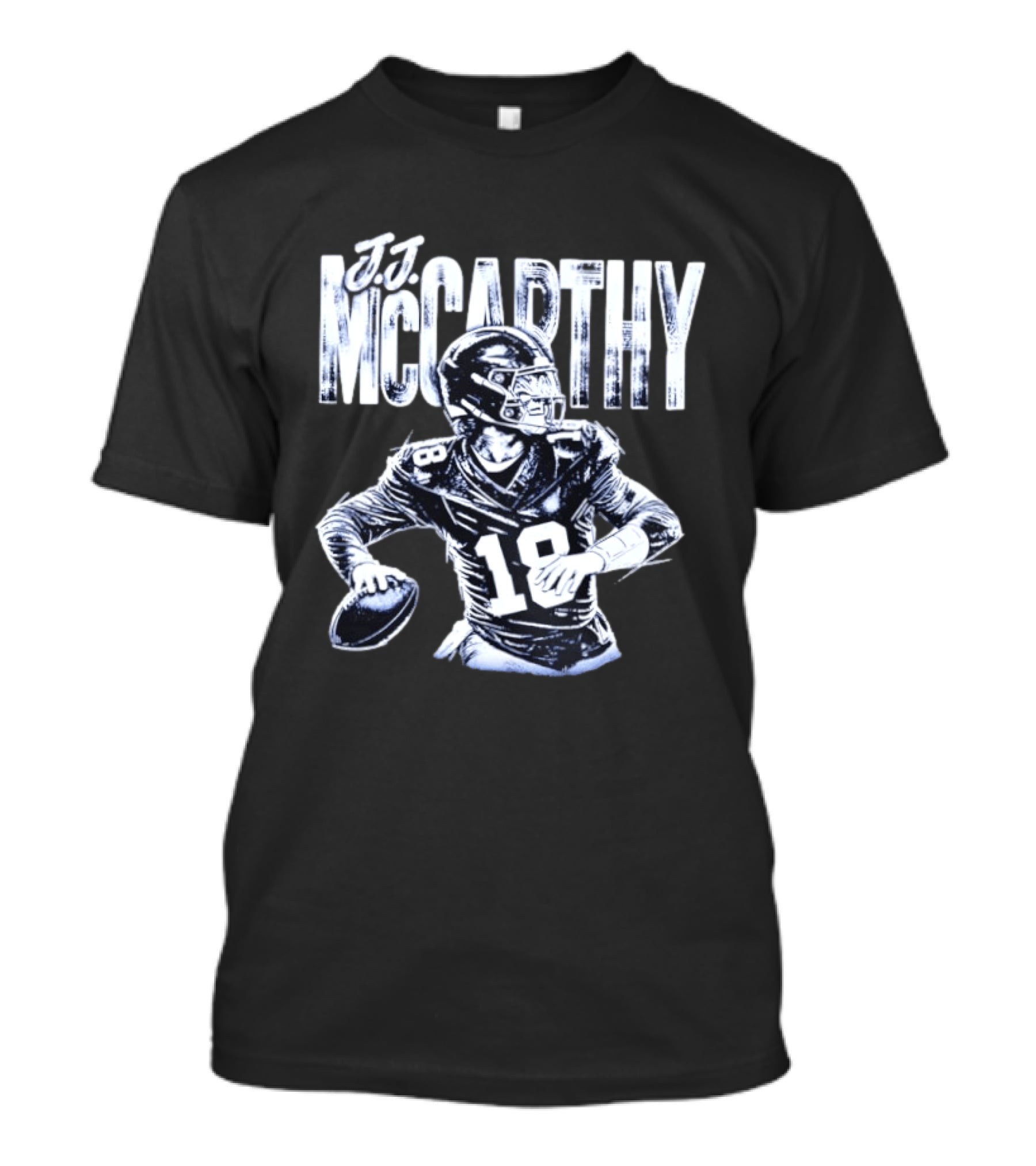 J.J. McCarthy Football Player Grunge Style New York Giants #18 T-Shirt