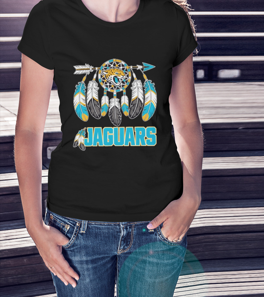 Jacksonville Jaguars Dreamcatcher Feather Arrow Turquoise Yellow Black T-Shirt