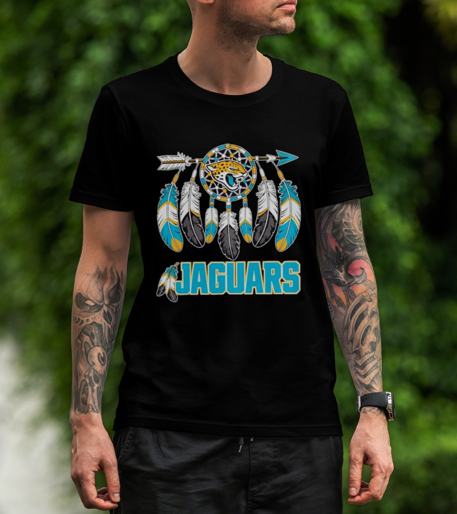Jacksonville Jaguars Dreamcatcher Feather Arrow Turquoise Yellow Black T-Shirt