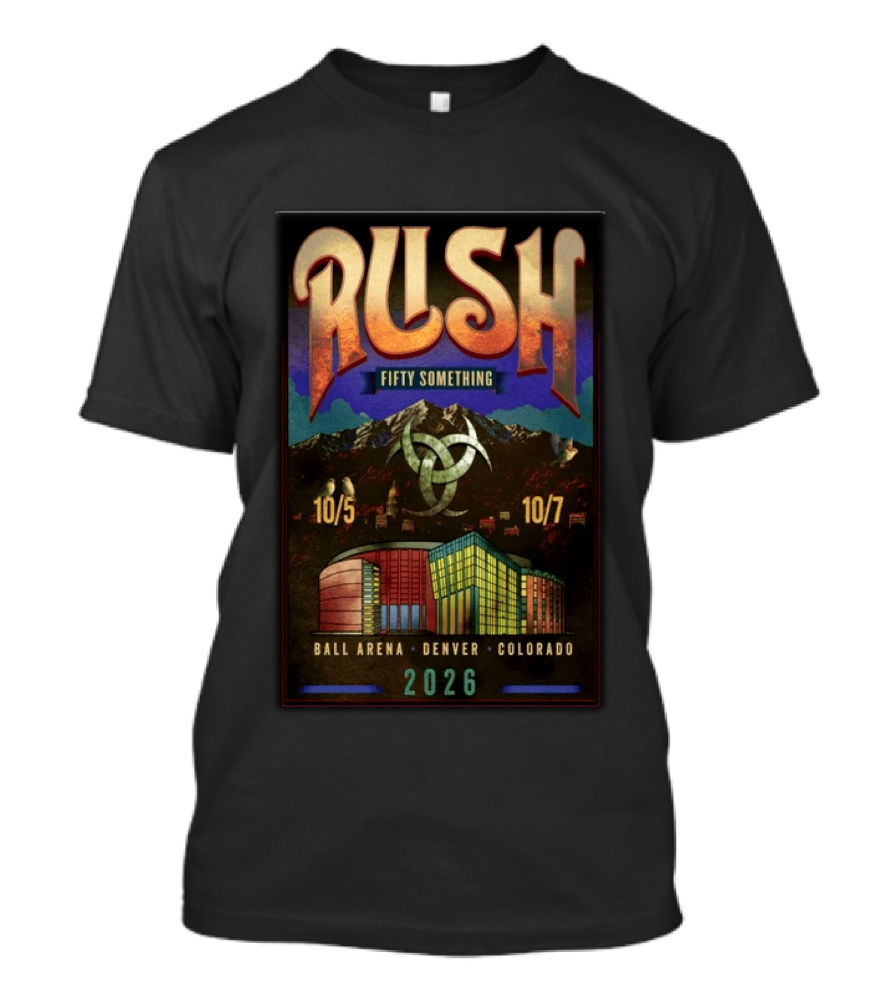 RUSH Fifty Something Tour 2026 Ball Arena Denver Colorado 10/5 10/7 T-Shirt