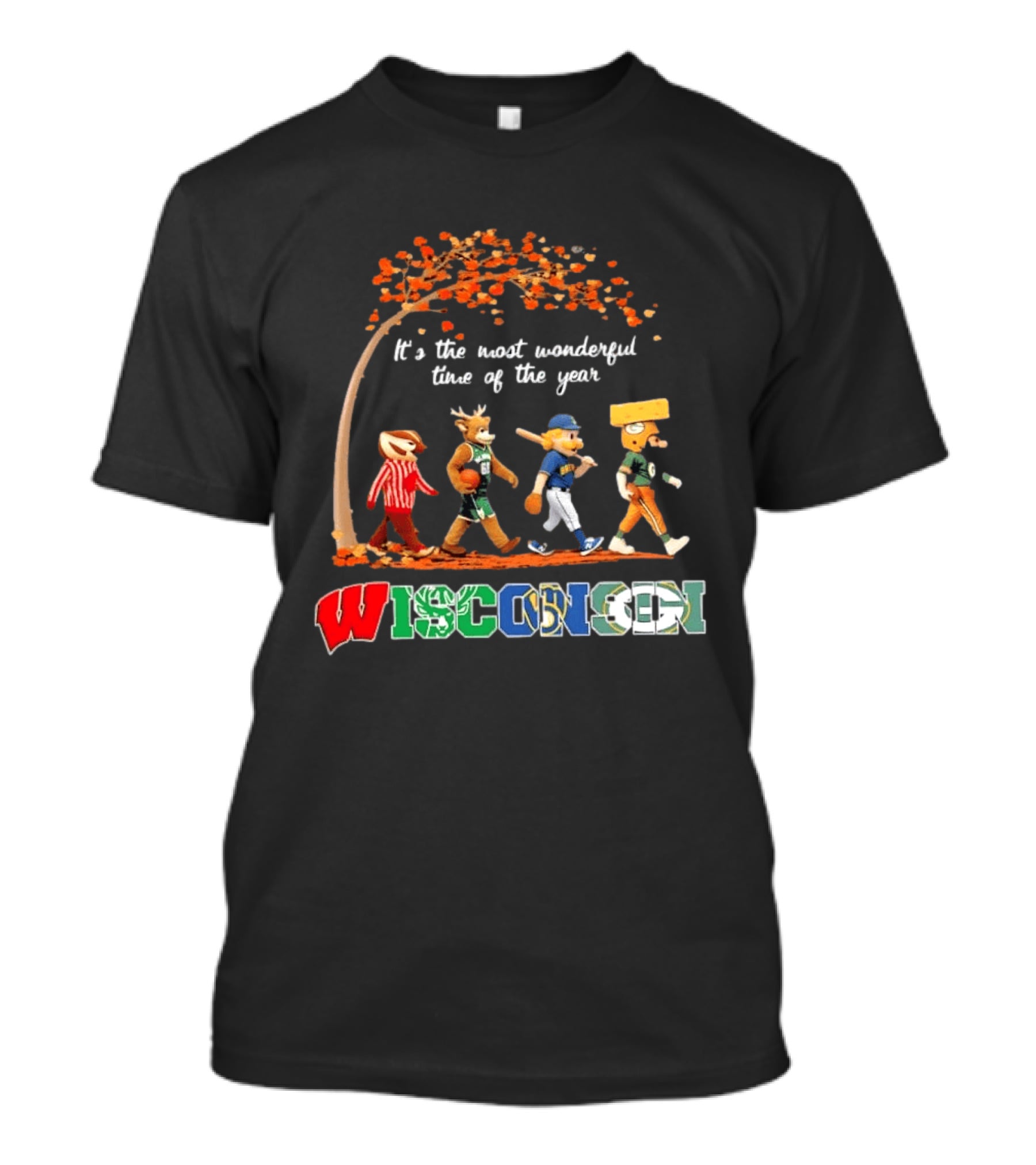 Wisconsin Sports Mascots It's The Most Wonderful Time Of The Year Autumn T-Shirt