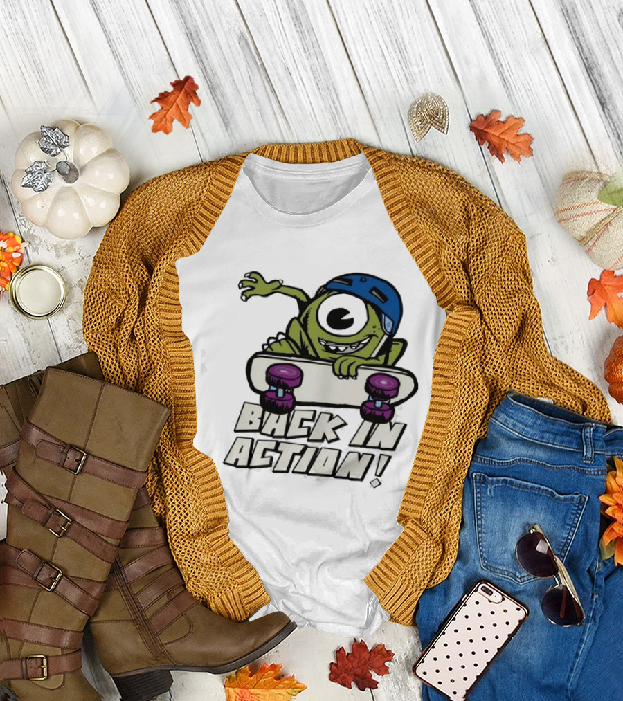 Mike Wazowski Back In Action Skateboard Helmet T-Shirt