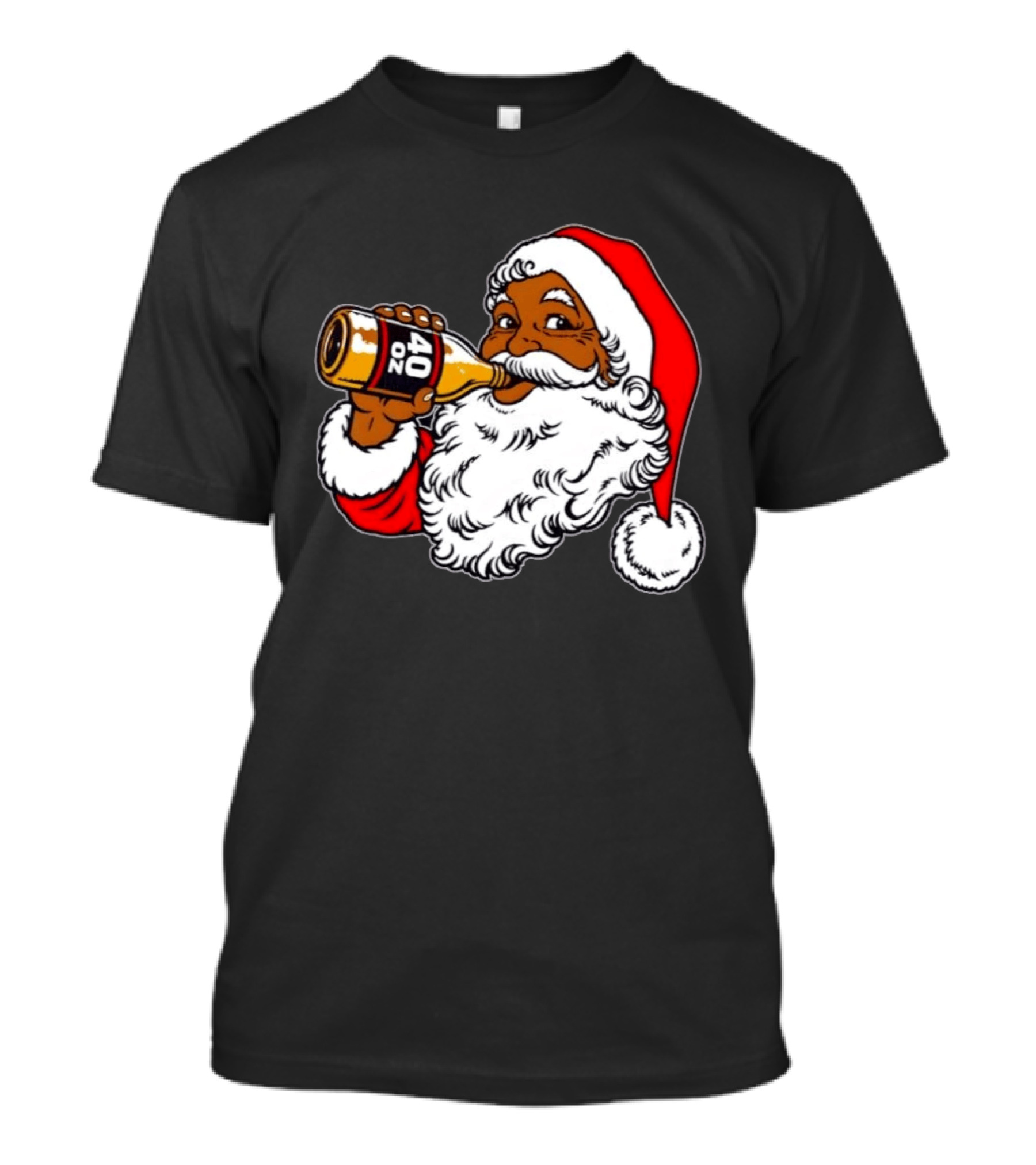 Black Santa 40 Oz Malt Liquor Christmas T-Shirt