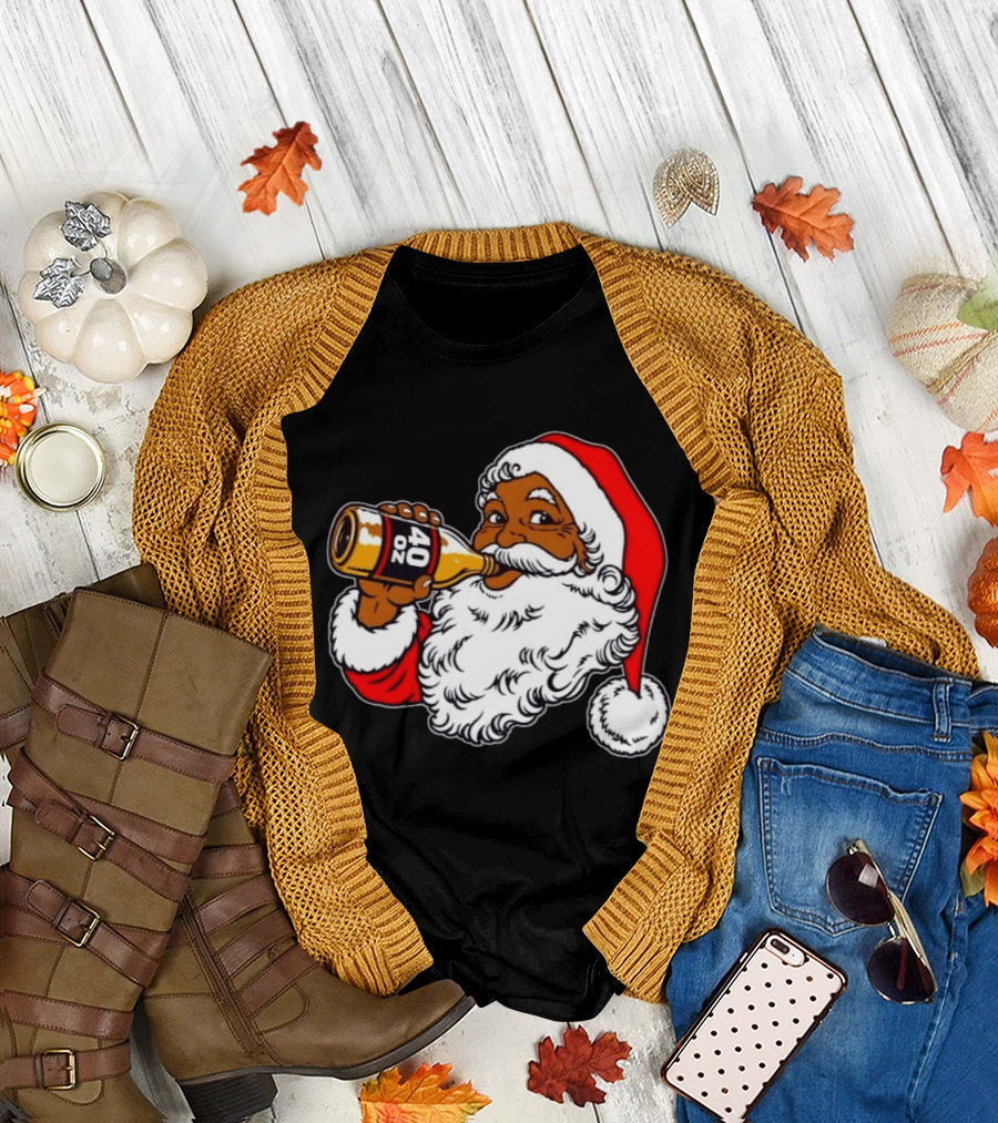 Black Santa 40 Oz Malt Liquor Christmas T-Shirt