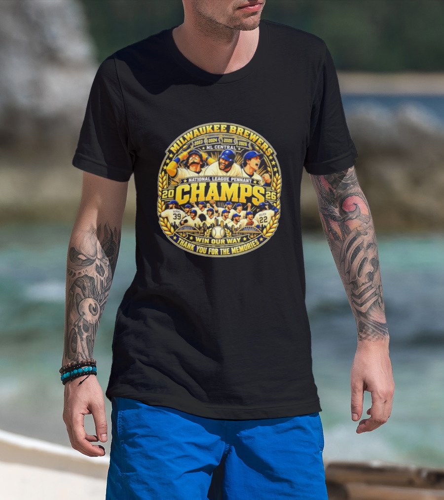 Milwaukee Brewers NL Central 2026 National League Pennant Champs Win Our Way T-Shirt