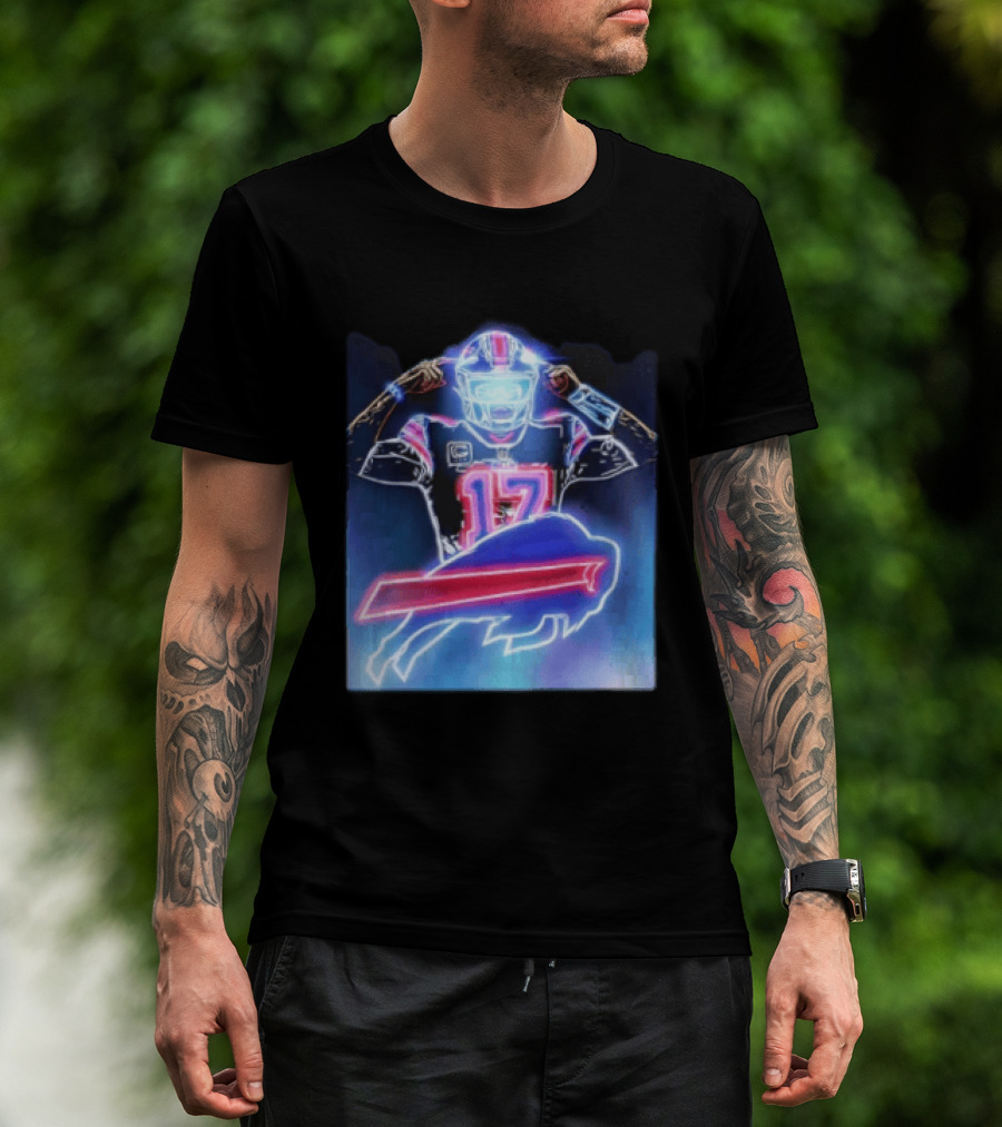 Josh Allen 17 Buffalo Bills Neon T-Shirt