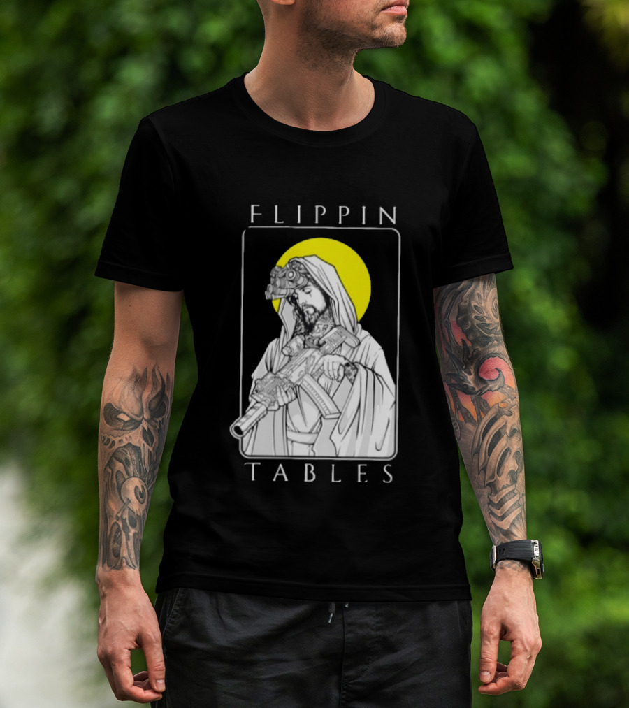 Flippin Tables Night Vision Soldier With Halo T-Shirt