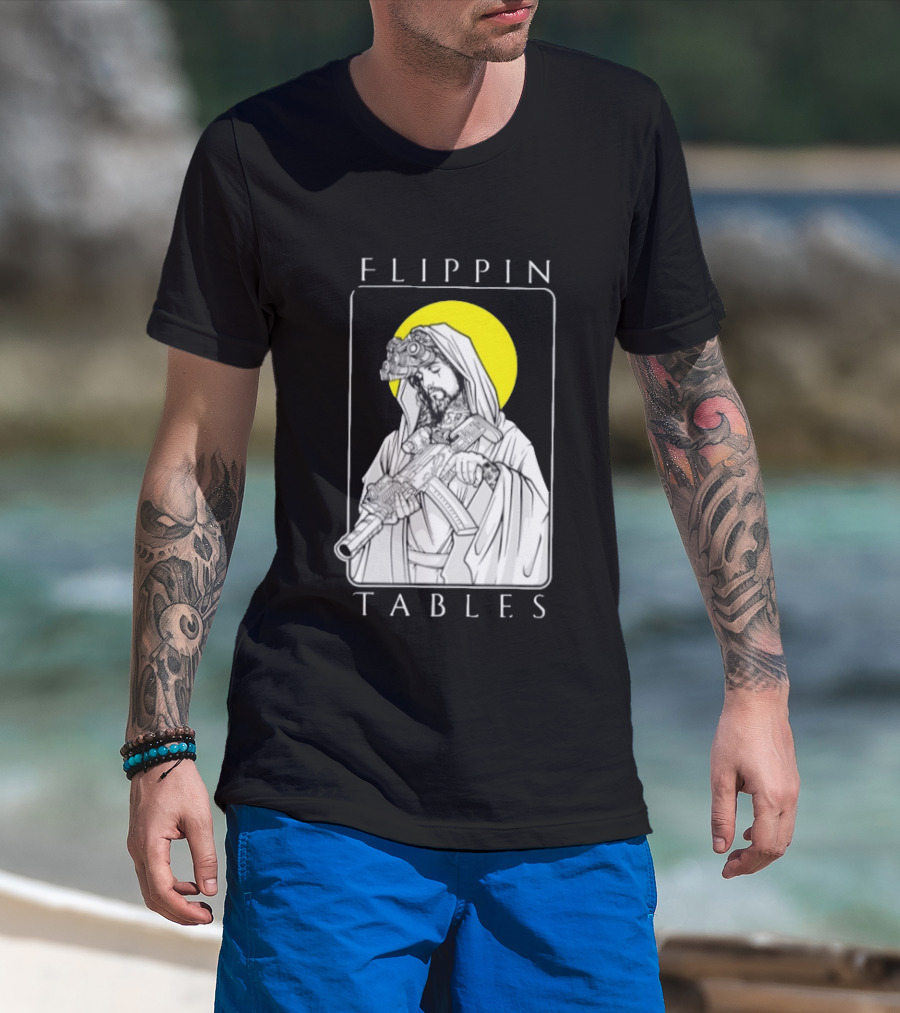 Flippin Tables Night Vision Soldier With Halo T-Shirt