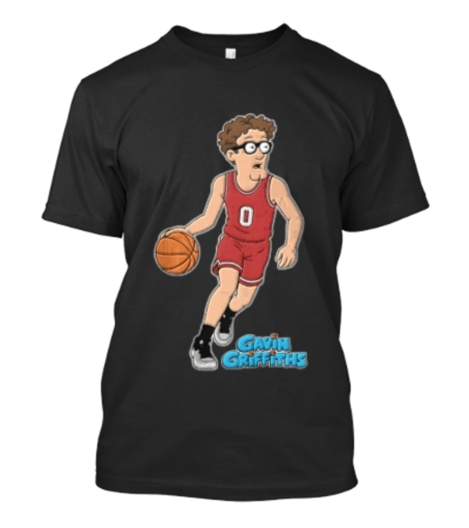 Gavin Griffiths Basketball Cartoon Character With Glasses T-Shirt