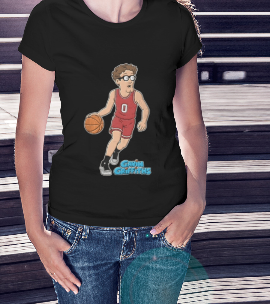 Gavin Griffiths Basketball Cartoon Character With Glasses T-Shirt
