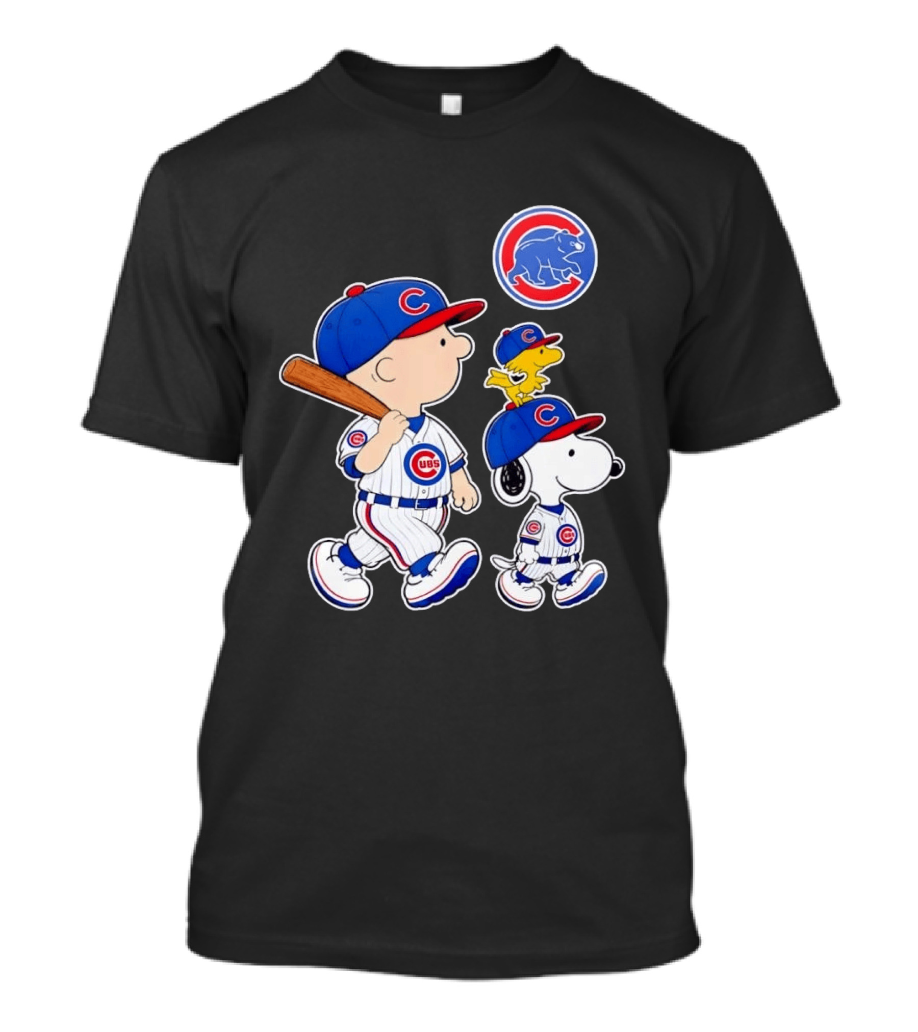 Charlie Brown Snoopy Woodstock Chicago Cubs Baseball Collaboration T-Shirt