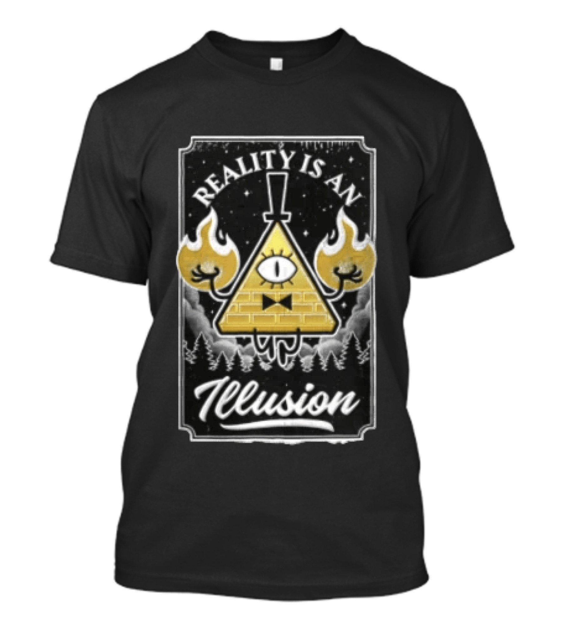 Gravity Falls Reality Is An Illusion Bill Cipher Eye Flames T-Shirt