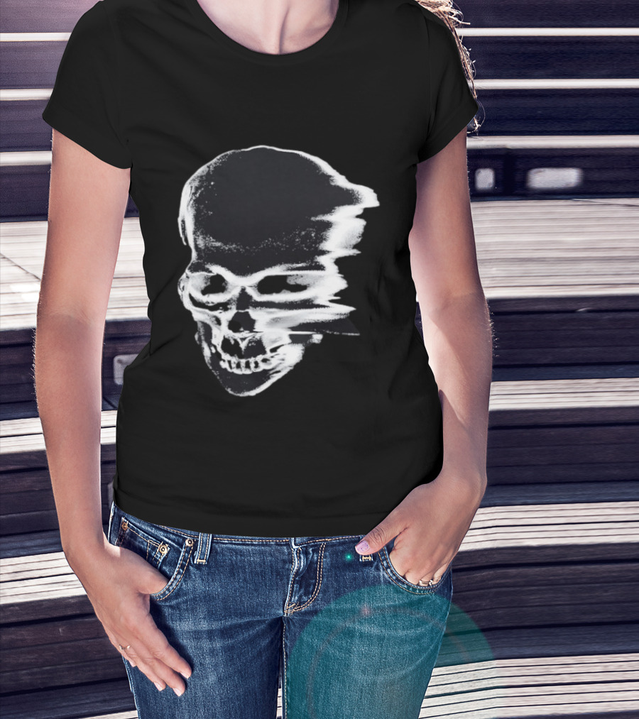 Horrible Skull Fading Effect Edgy Distorted Skull T-Shirt