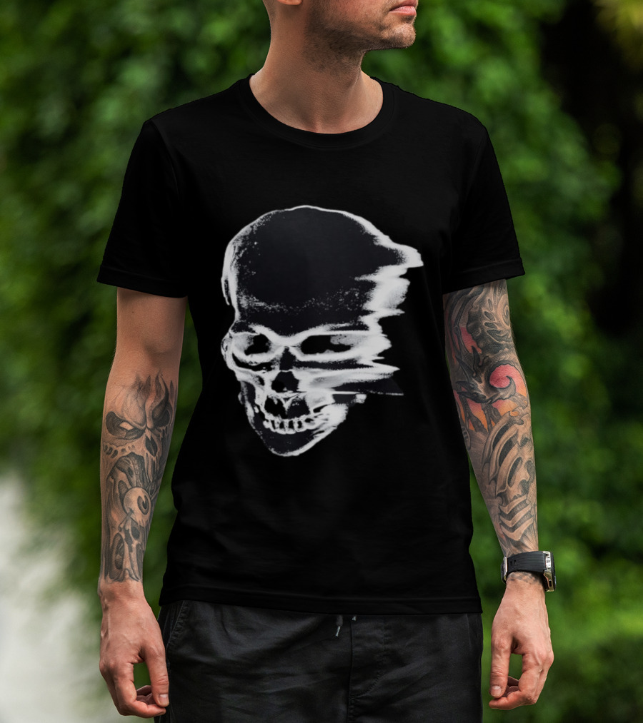 Horrible Skull Fading Effect Edgy Distorted Skull T-Shirt