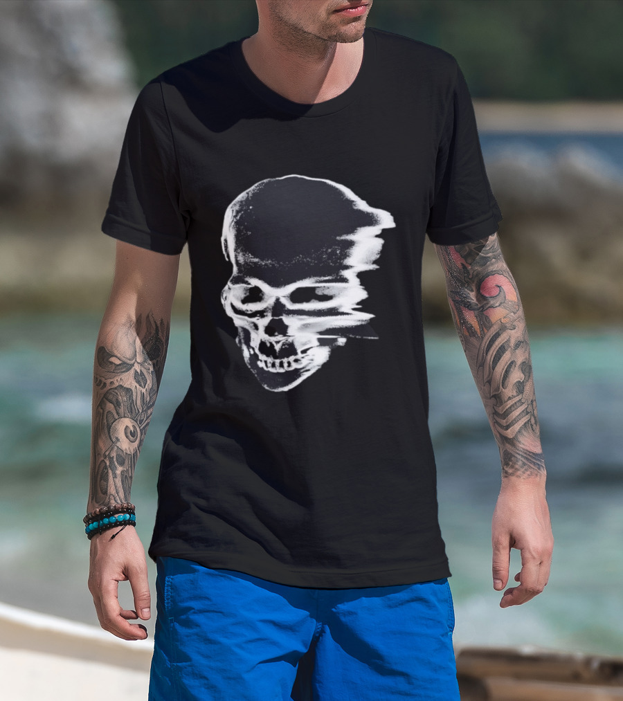 Horrible Skull Fading Effect Edgy Distorted Skull T-Shirt