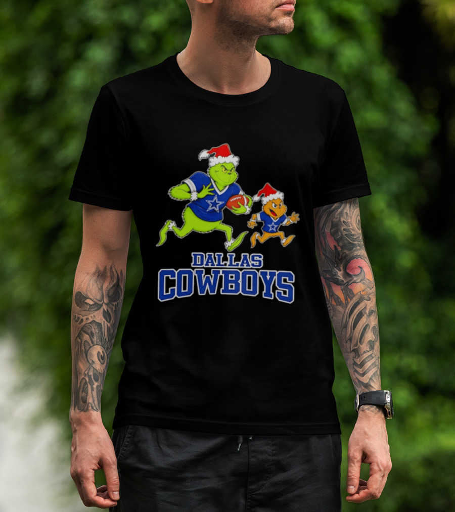 Dallas Cowboys Grinch Christmas Collaboration Holiday Football Fan T-Shirt