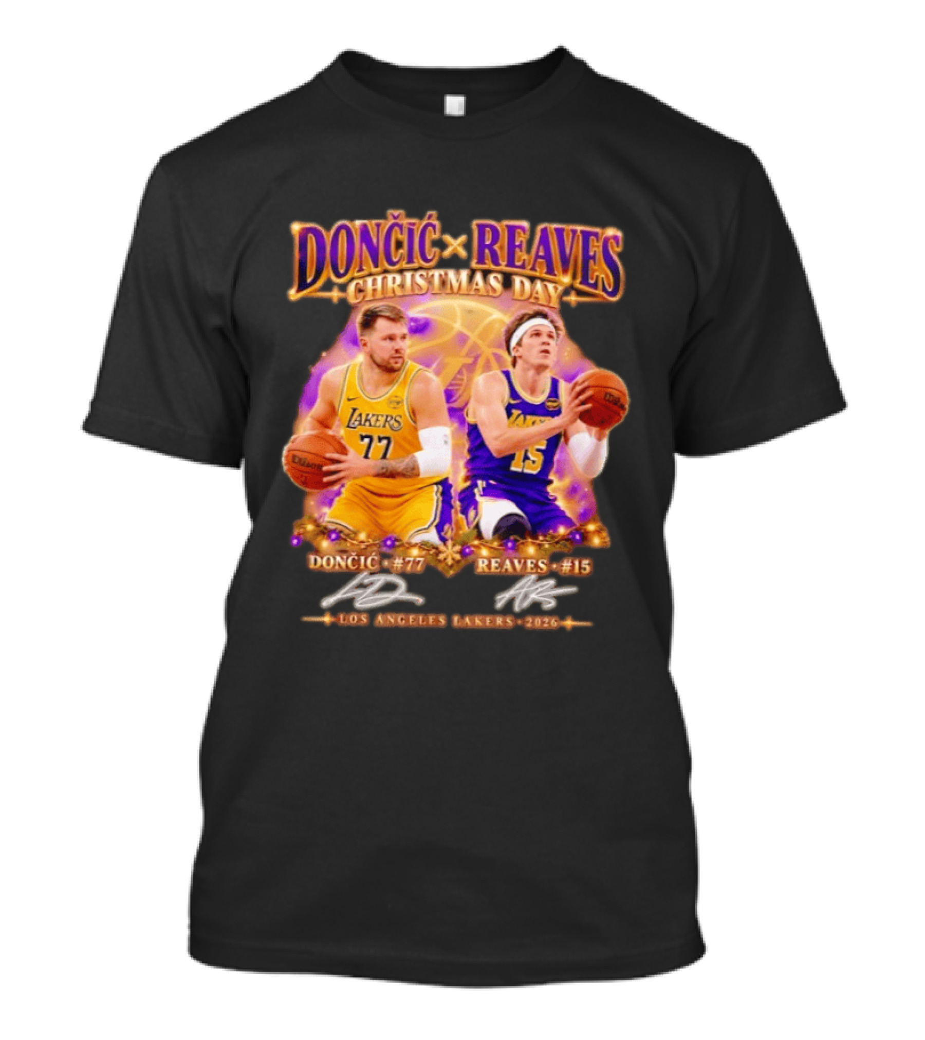 Dončić Reaves Los Angeles Lakers Christmas Day 2023 T-Shirt