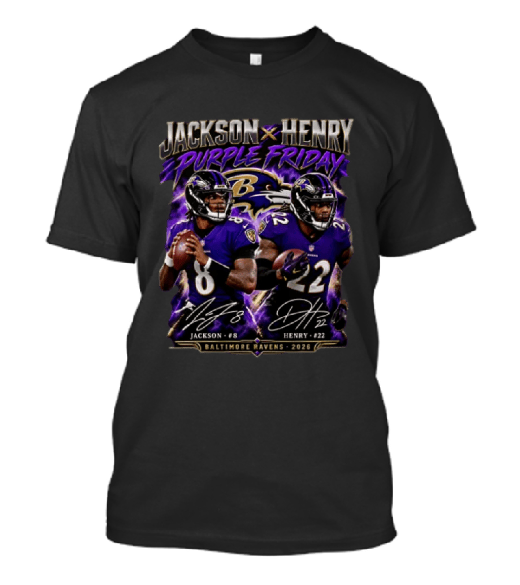 Jackson Henry Purple Friday Baltimore Ravens 2026 #8 #22 T-Shirt