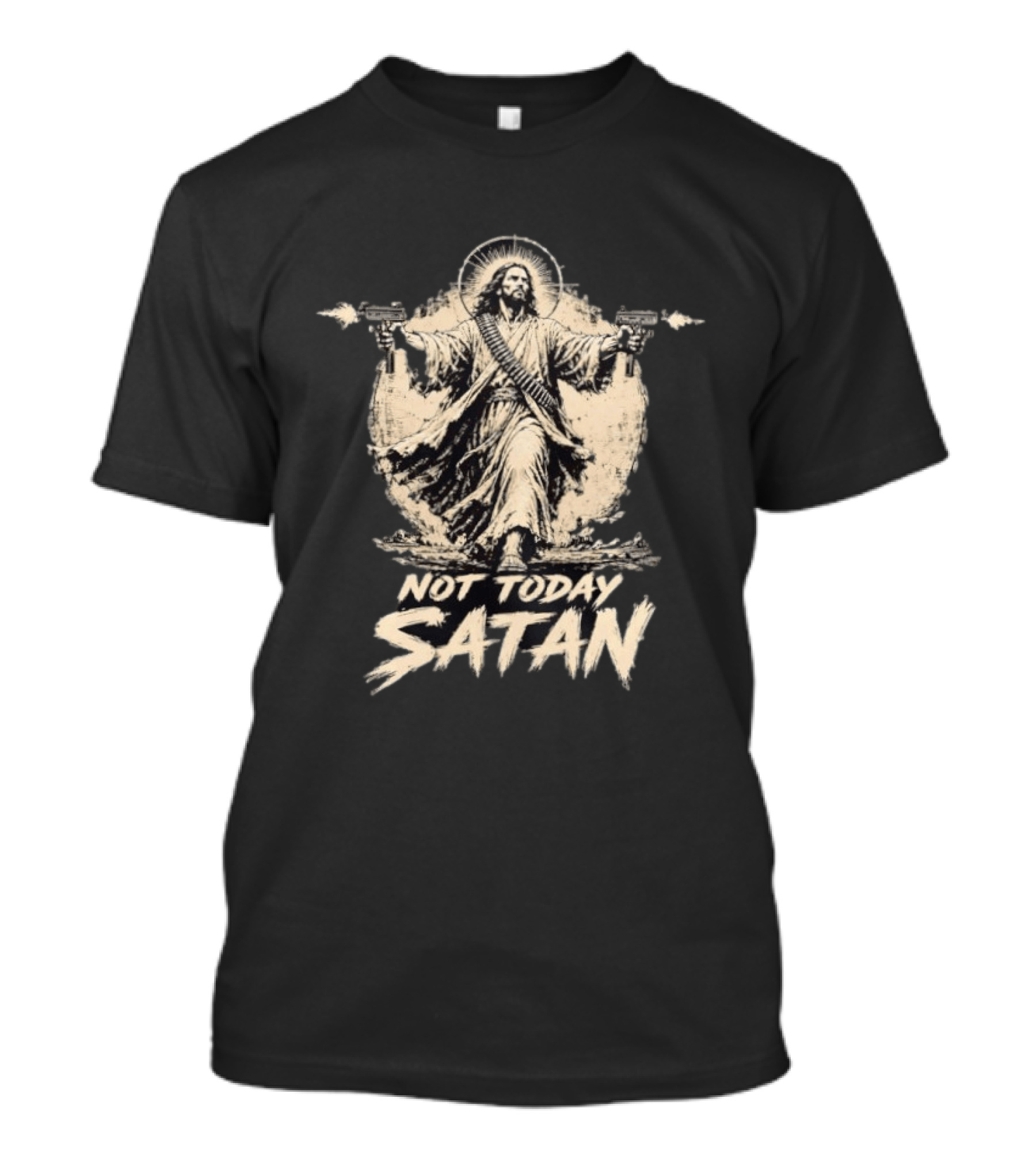 Jesus Not Today Satan Rifle Halo T-Shirt