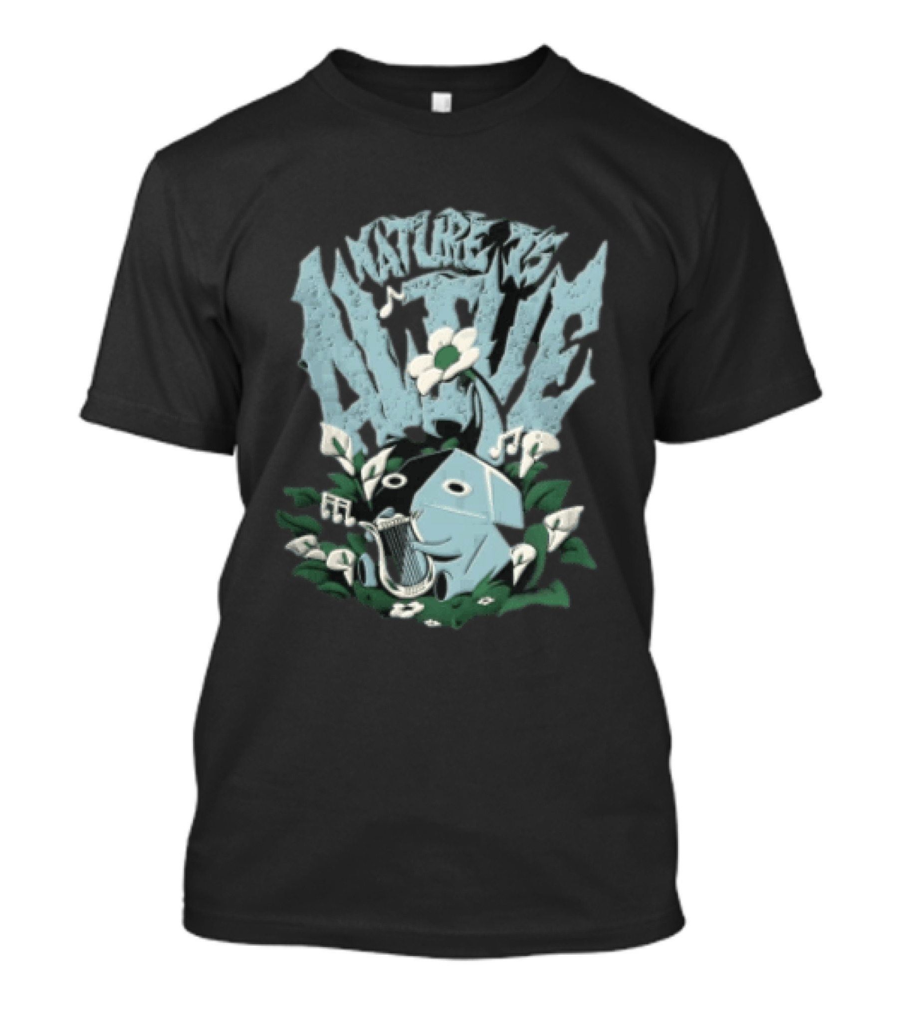 Nature IS Alive Geometric Creature Abstract Elephant Floral Notes T-Shirt