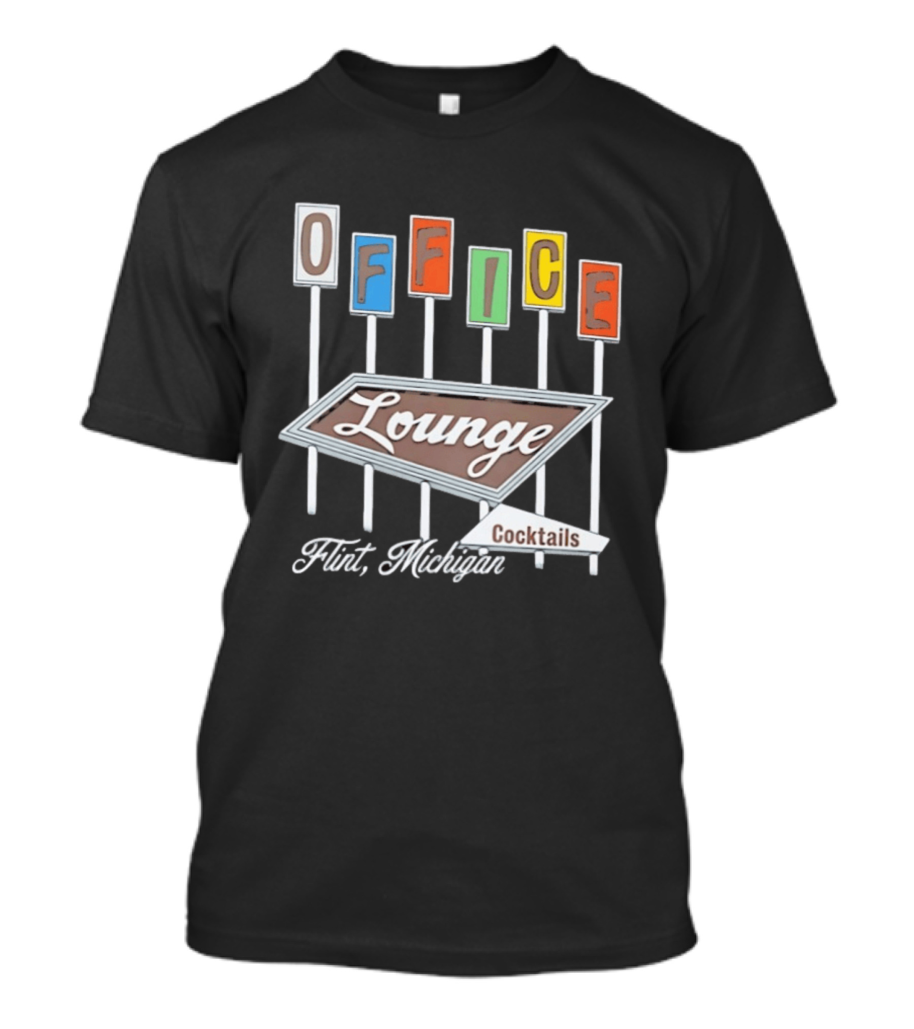 Office Lounge Flint Michigan Cocktails Retro Sign T-Shirt