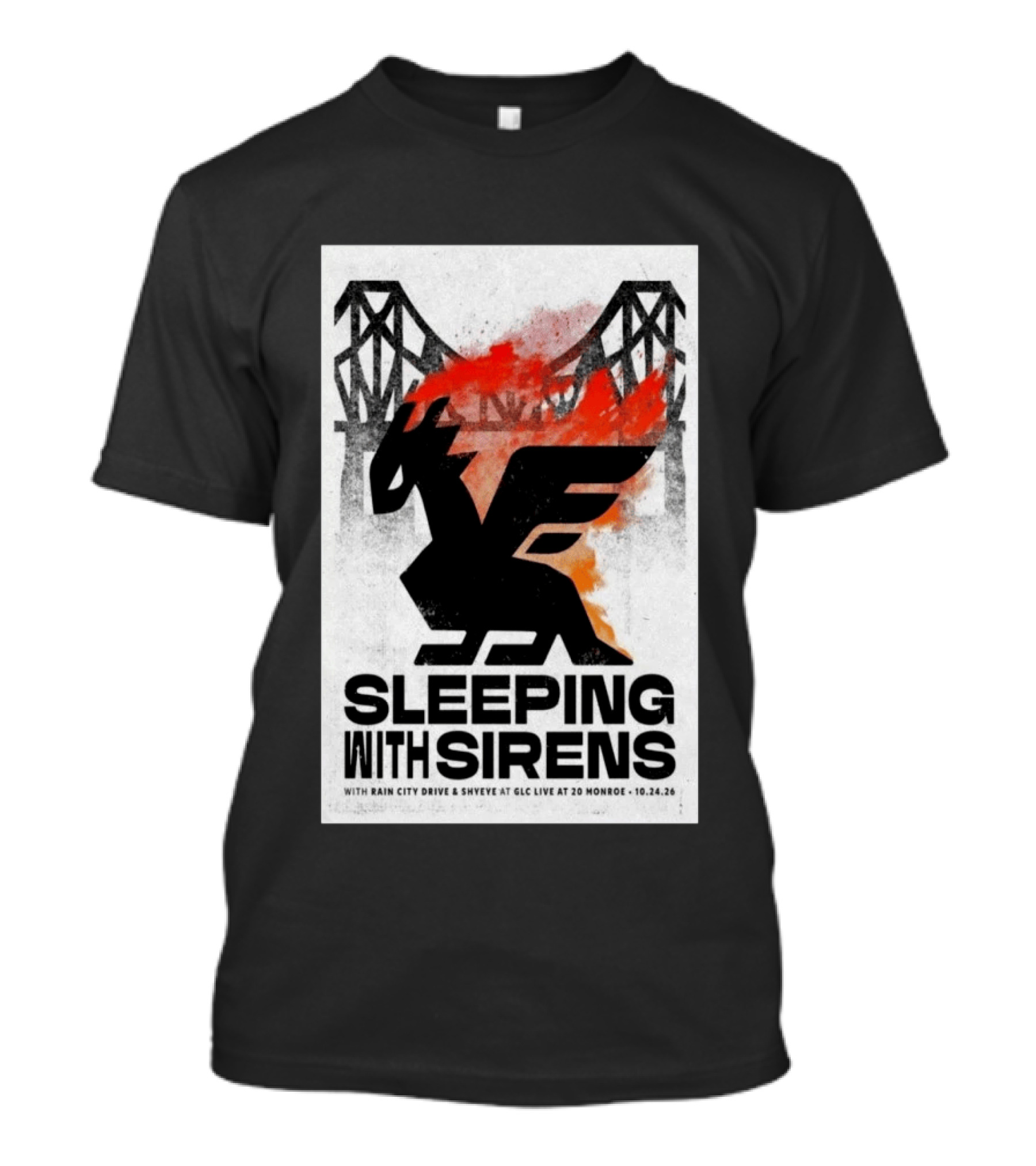 Sleeping With Sirens Rain City Drive Shyeye GLC Live 20 Monroe Grand Rapids MI Oct 24 2026 Concert T-Shirt