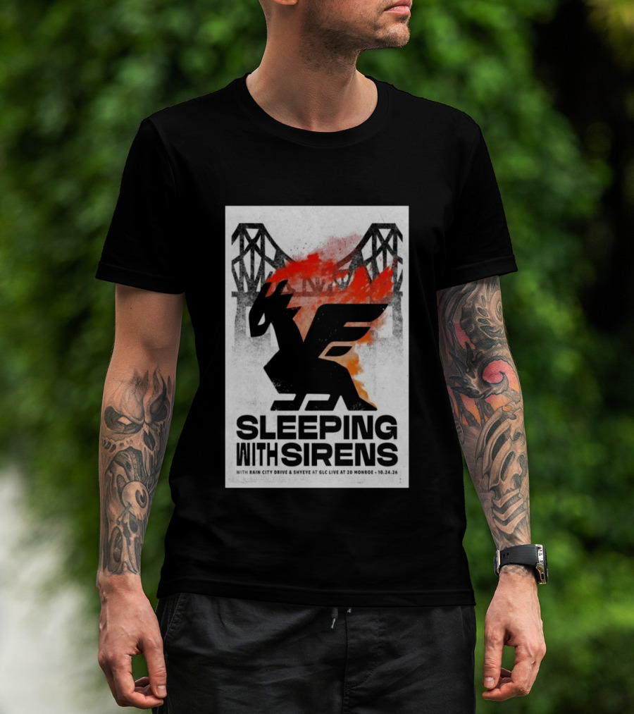 Sleeping With Sirens Rain City Drive Shyeye GLC Live 20 Monroe Grand Rapids MI Oct 24 2026 Concert T-Shirt