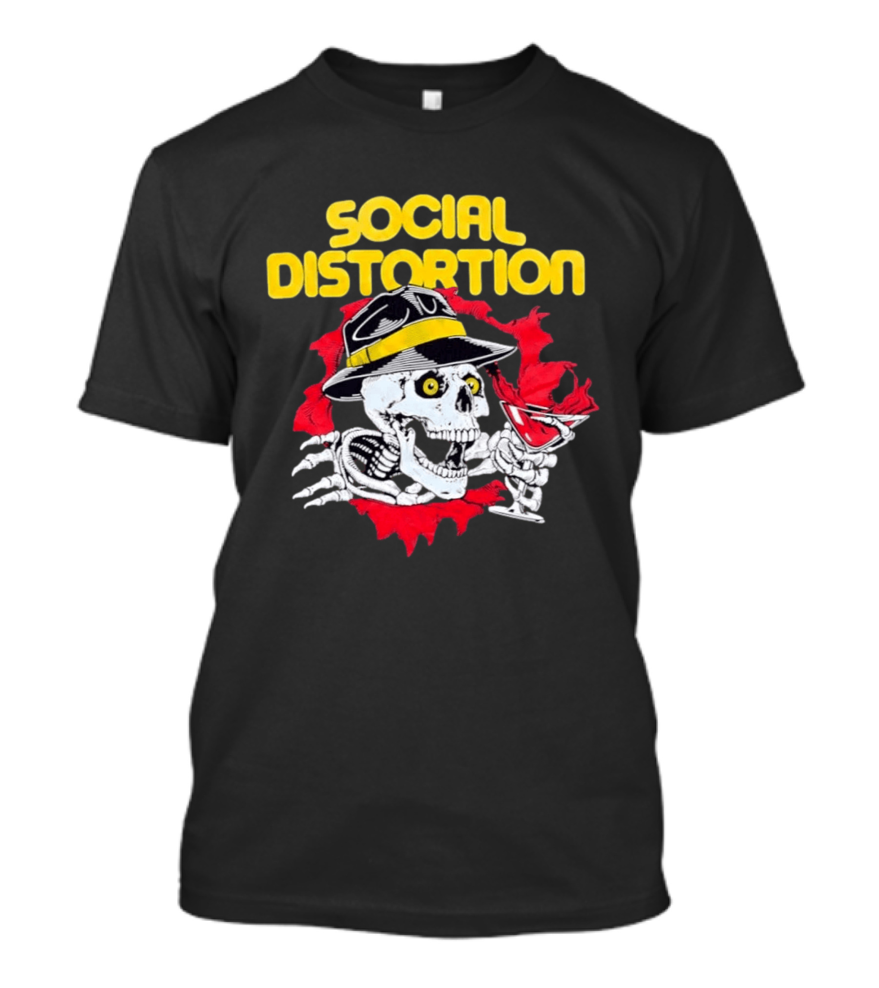 Social Distortion Skeleton Drinking Martini T-Shirt