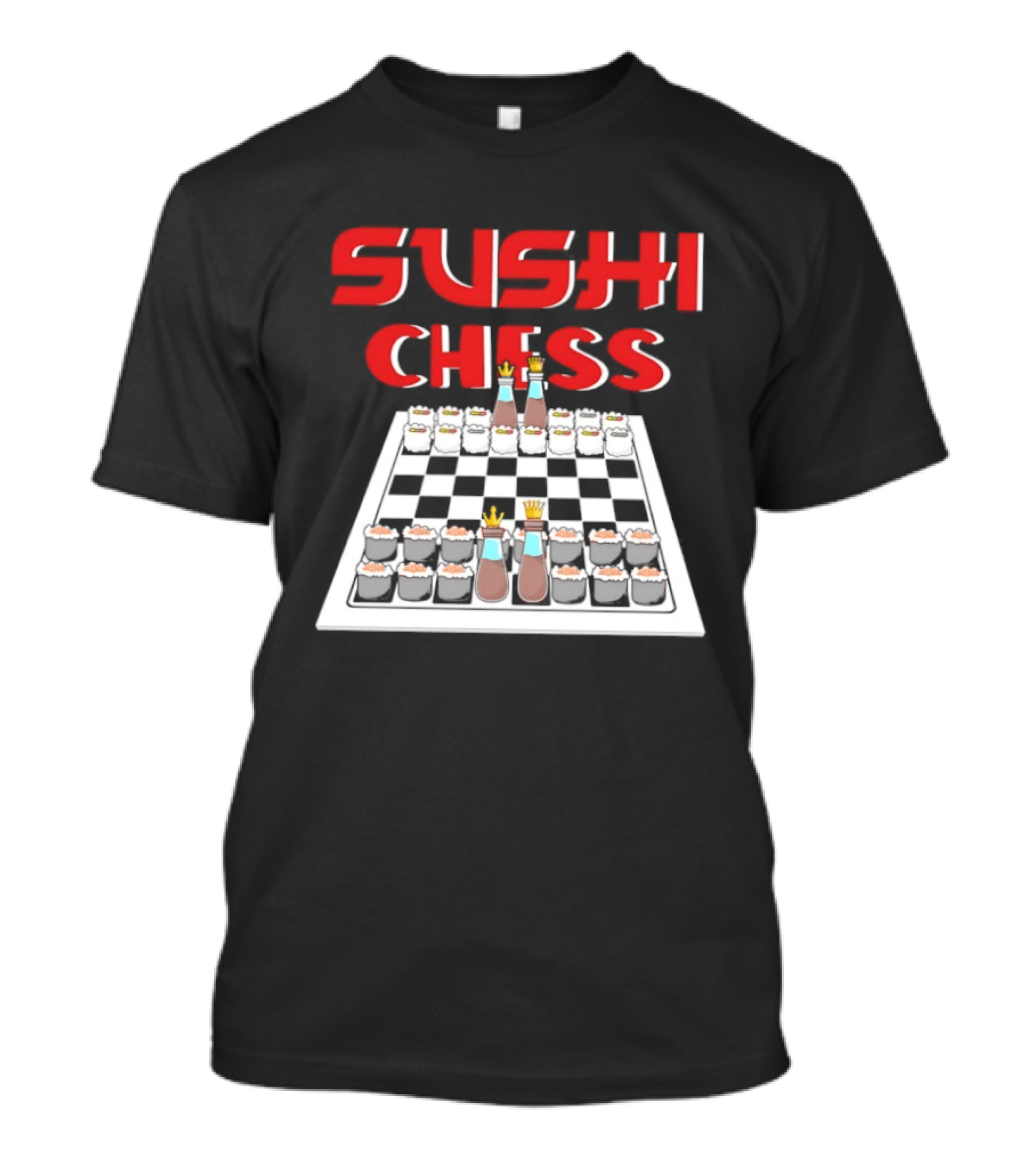 Sushi Chess Board With Nigiri And Rice Pieces T-Shirt