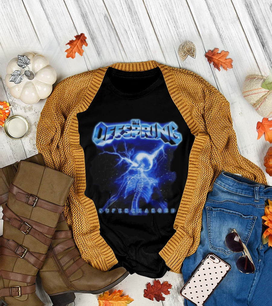 The Offspring Supercharged Electric Skeleton Lightning Blue T-Shirt