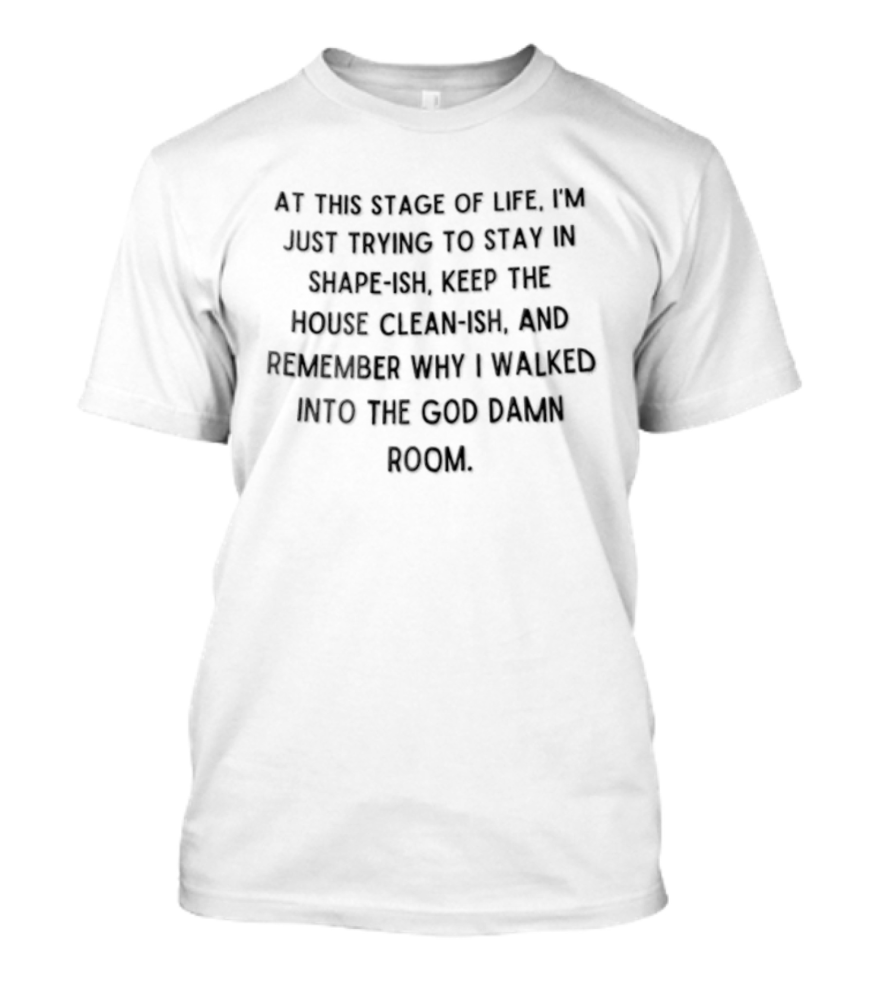 At This Stage Of Life Trying To Stay In Shape Ish Keep The House Clean Ish And Remember Why I Walked Into The God Damn Room T-Shirt