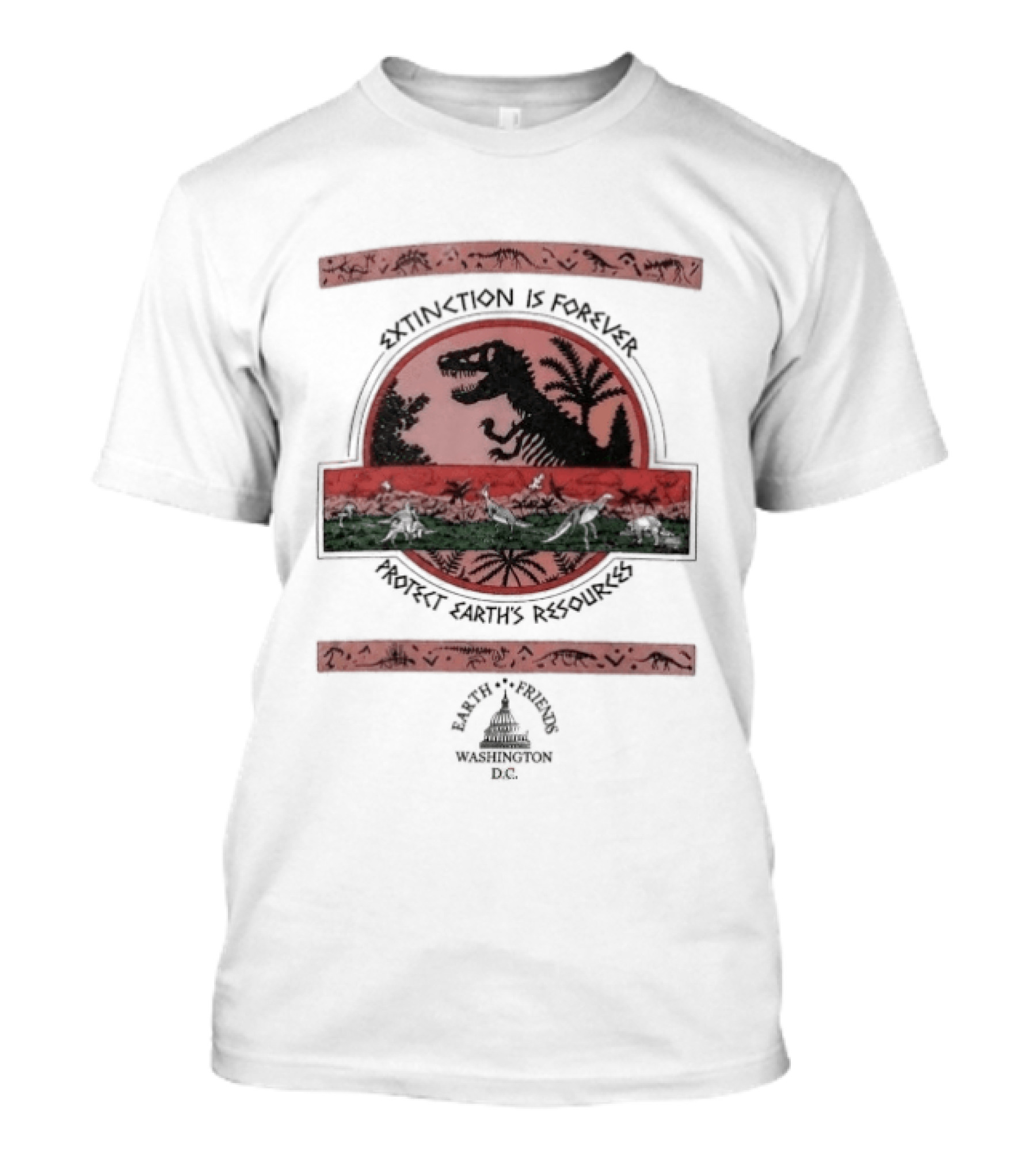 Brendan Yates Extinction Is Forever Protect Earth's Resources Earth Friends Washington DC Dinosaur T-Shirt