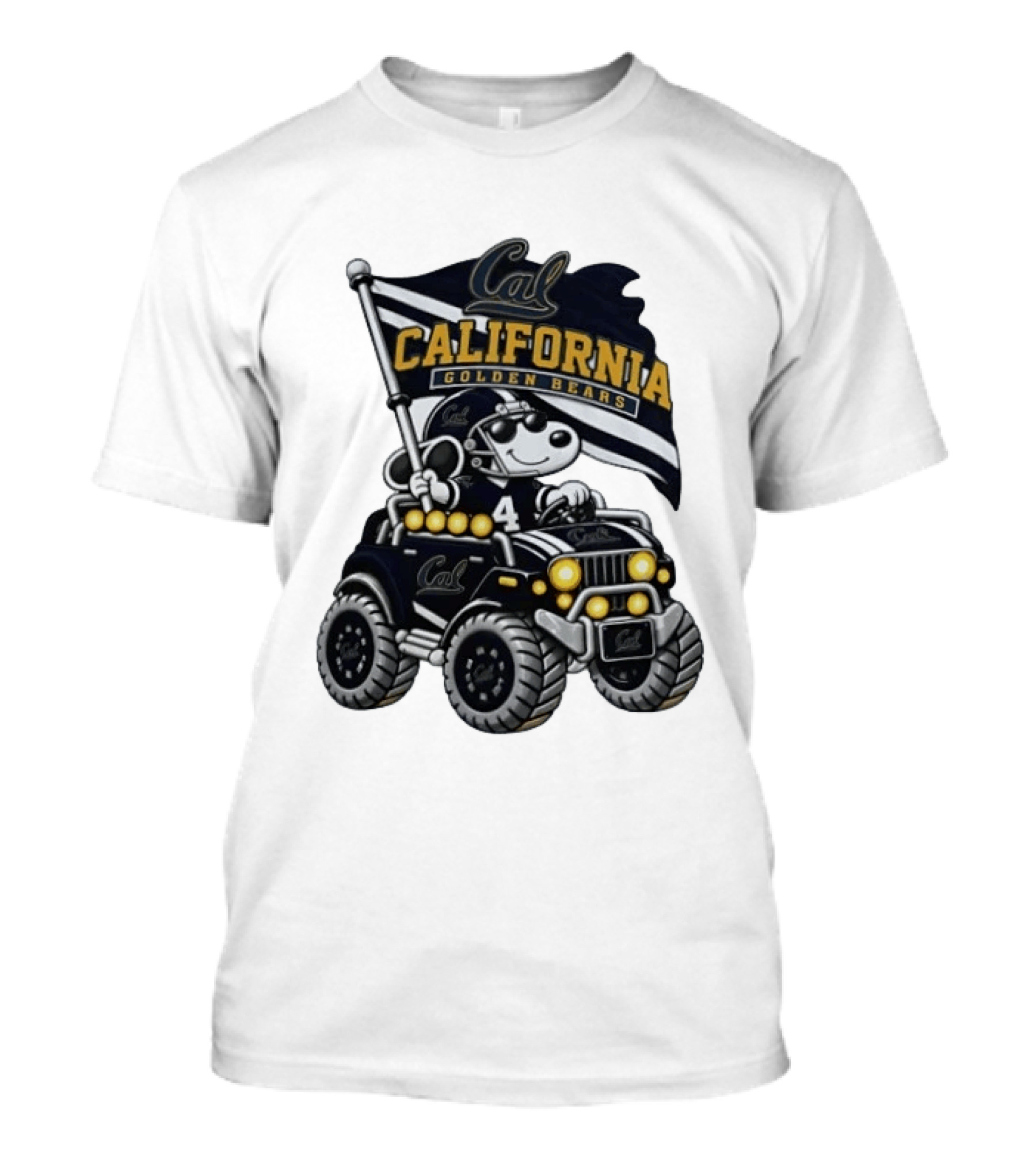 Cal Football Snoopy Driving Offroad Vehicle Golden Bears Flag T-Shirt